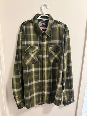 DIXXON “Flagstaff” Olive Plaid Button-Up Shirt